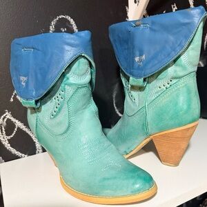Stylish Blue and Green Women's Boots